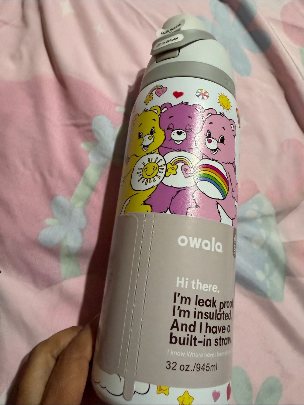 Owala Kids Insulated Bottle โ Pink with Rainbow Bears โ 32 oz